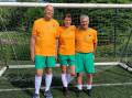 Illawarra trio Steve Dunwell, Tanya Sobel and NIck Greathead are representing Australia at the International Walking Football Federation (IWFF) World Championships in England. Picture supplied